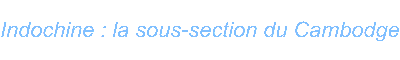 Indochine : la sous-section du Cambodge